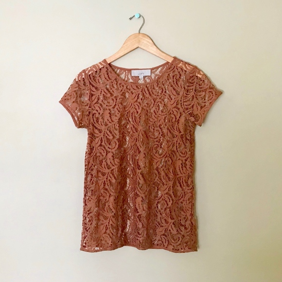 LOFT Tops - LOFT Apricot Lace Top